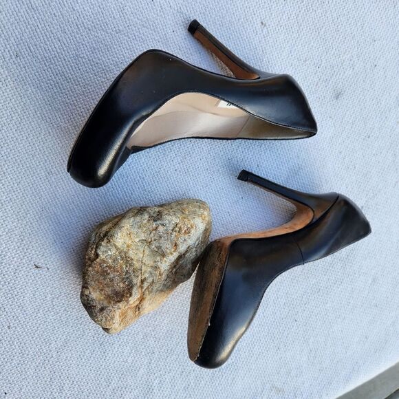 Lk Bennett black leather rountoe pumps - Picture 1 of 8